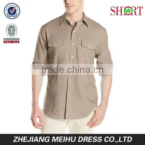 Men's Cane Bay Roll Up Sleeve Linen Cotton Button Down Casual Shirt thumbnail-1
