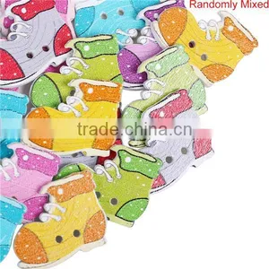 Wholesale Scrapbooking 2 Holes Shoes At Random Wood Sewing Buttons thumbnail-1
