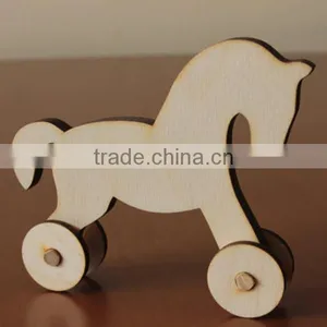 Laser Cut Painting Present Toy Horse On Wheels Wood Craft thumbnail-1