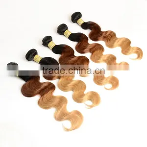 Blonde Indian Human Hair Weaves Wavy 1B/4/27# Body Wave Indian Ombre Hair Extension thumbnail-5