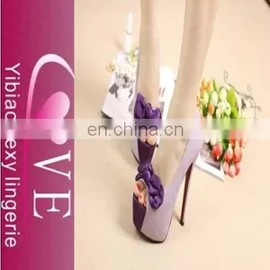 High-heeled Shoes With Fish Head and Sweet Bow Satin thumbnail-1