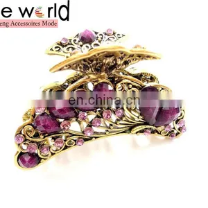 Europen Retro Metal Rhinestone Jewel Hair Claw Clip thumbnail-2
