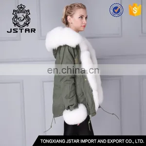 Wholesale Good Quality Fur Hooded Jacket Fashion Fur Trim Coat Sale thumbnail-2
