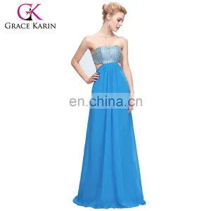 Grace Karin Sexy Beaded Backless Chiffon Ladies Long Evening Party Wear Gowns CL3437-2 thumbnail-1