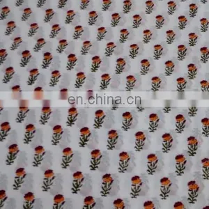 Cotton Hand Block Printed Jaipuri Fabric Sanganeri Fabric Handmade Floral Fabric / Fabric / 100% Cotton Fabric thumbnail-1