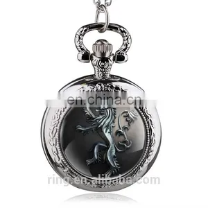 Game of Thrones Pocket Watch Glass Lion Pendant Bronze Pocket Watch thumbnail-1