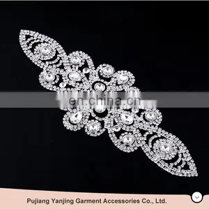 FACTORY DIRECTLY!!Popular Unique Design Hot Sale t Shirt Crystal Beaded Rhinestone Applique Wholesale Price thumbnail-1