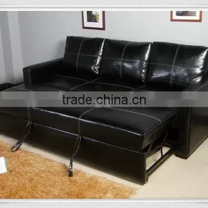 Modern Black Leather Sofa Bed thumbnail-1