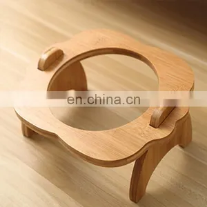 Eco Friendly Custom Designer Luxury Ceramic Stand Elevated Raised Dog Cat Pet Water Food Bowls & Feeders Bamboo Rack Frame thumbnail-4