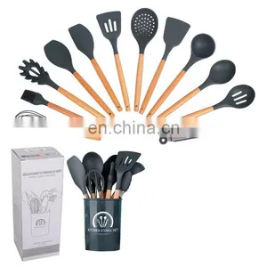 Amazon Best Seller 12 In 1 Set Silicone Cooking Tools Kitchen Utensils Set With Wooden Handle thumbnail-4