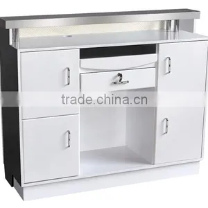 Wholesale Barber Supplies Salon Shop Using Modern Salon Furniture Design Check Out Counter Payment Reception Wooden Table thumbnail-3