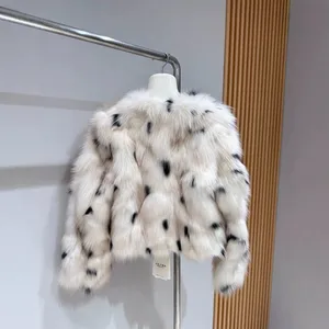 Haining Fur Small Breast Leopard Fox Fur Coat Women Short Style thumbnail-3