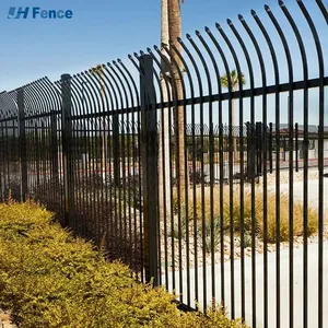 High Quality Outdoor Steel Picket Fence Panel Curved Top Steel Fence thumbnail-4
