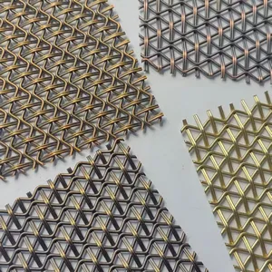 Outdoor Gold Brass Spiral Stainless Steel Architectural Elevator Decorative Woven Metal Wire Mesh Curtain Wall thumbnail-3