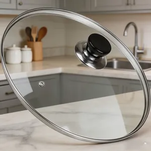 C Type Universal Tempered Glass Cooking Lid Visible Design Heat Resistant Safe Material for Home Kitchen and Restaurant Use thumbnail-1