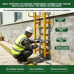 Standard Industrial FRP Caged Ladder Fixed Vertical Safety Climbing Ladder for Warehouse Rooftop thumbnail-1