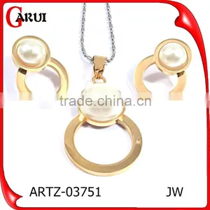 Earring & Necklace Women Circle Pendant Pearl Pearl Jewelry thumbnail-1