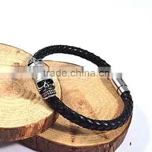 Fashion Skull Bead Bracelet Wholesale Mens Leather Bracelets thumbnail-3