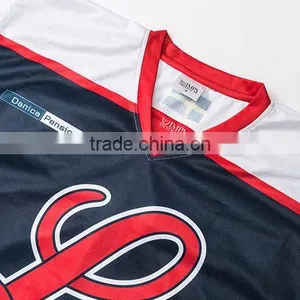 Polyester Cotton Fluorescent Nice Contrast Color Sublimation t Shirt Hockey thumbnail-3