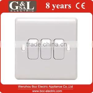 3 Gang 1 Way Wall Switch Three Gang Two Way Switch 10 Amp Hot Sale British Standard thumbnail-1