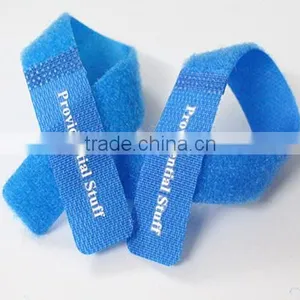 Logo Print Electric Nylon Magic Tape Hook and Loop Cable Tie thumbnail-1