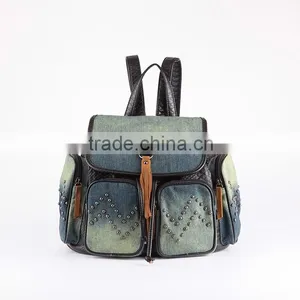 3867 Wholesale High Quality Durable Denim Women Outdoor Drawstring Backpack thumbnail-2