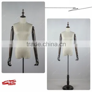 Wood Arms Torso Female Mannequin With Wood Base thumbnail-1
