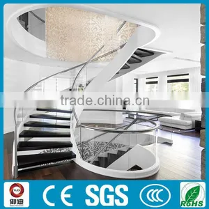 Moden Indoor Prefabricated Steel Glass Curved Stairs Design thumbnail-3
