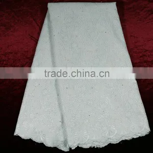 4AB05 Factory Price High Quality Embroidered Cotton Voile White Fabric for Lady Garment thumbnail-1