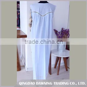 Factory Price Factory Price White Cotton Plus Size Women Sleepwear Nightgown thumbnail-2
