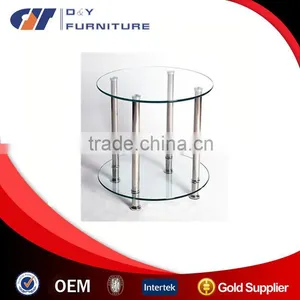 Lamp Table in Clear Glass With Wheels thumbnail-1
