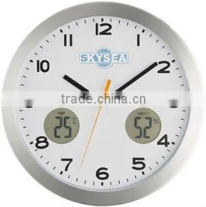 14 Inch Metal Wall Clock, Luminous Clock, Round Clock With Weather Station thumbnail-1
