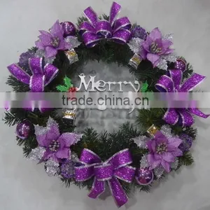 Wholesale Handmade Mixed Leaves Christmas Wreath With Purple Deocrations thumbnail-1