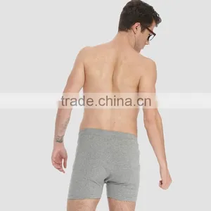 Custom Mens Cheap Plain Gray Cotton Boxer Brief thumbnail-4