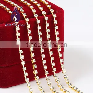 Ss22 Gold Single Row Rhinestone Cup Chain for Garment Decoration Bags Nail Art Quality Choice thumbnail-4