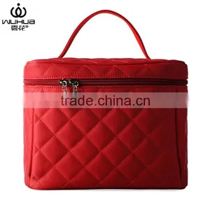 Classical and Quilted Nylon Stock Cosmetic Case With Mirror for Travel thumbnail-4