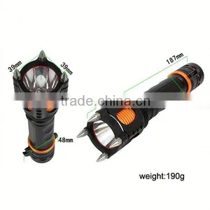 1196 Function 4 In 1-Alarm/Window Breaker 10W XML T6 Aluminum Material Led Flashlight thumbnail-2
