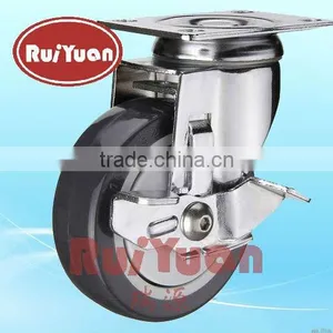 Plastic on PU Wheel Side Brake Stainless Steel Caster thumbnail-1