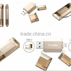 Trusda MFi IStorage Otg Usb Flash Drive Dual USB Smartphone Gmobi Mfi Flash Drive IStick Pro USB Flash Drive thumbnail-2