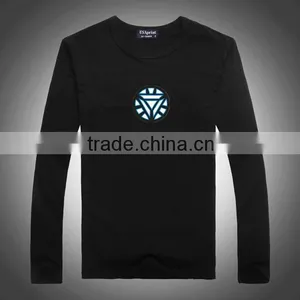Hot Sell Long Sleeve Sound Activated and Programmable Ironman2 EL T Shirt With 4pcs Battery Pack thumbnail-1