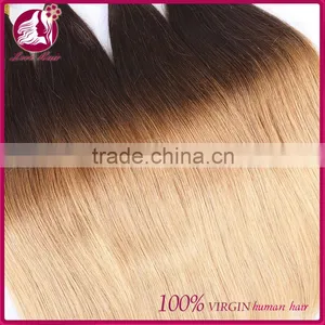 2016 Hot Selling !Two Tone Thick Bottom Factory Whoesale Wet And Wavy Ombre Colored Indian Human Hair Weave thumbnail-4