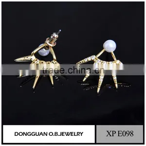 Dubai Gold Jewelry Earring 18k Gold White Gold Plated Stud Diamond Earring/ Pearl Earing thumbnail-3