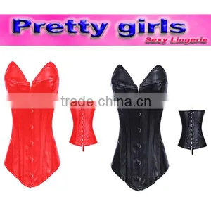 Women Casual Push up Leather Sexy Strapless Corset M1989 thumbnail-1