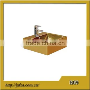 B09 Artistic Sanitary Ware Square Basin, Golden Basin, Counter Basin thumbnail-1