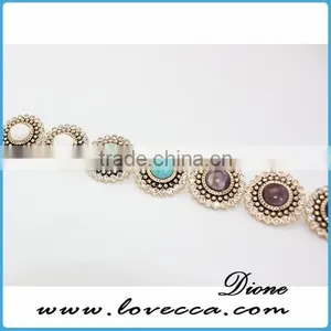 New Style 2016 Natural Stone Square-Cut Turquoise Rivet Chandelier Fringe Crystal Earrings thumbnail-6