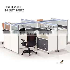 Office Design Layout Wooden Office Cubicle for 4 Person, Office Cubicle Workstation thumbnail-1