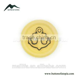 2 Holes High Quality Natural Wood Button With Anchor Figure Printed On thumbnail-1