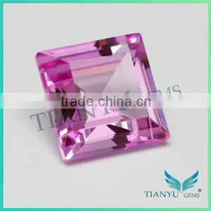 Wuzhou Wholesale Synthetic Diamonds 2# Pink Ruby Gems Ruby Corundum Stone Square Shape thumbnail-3
