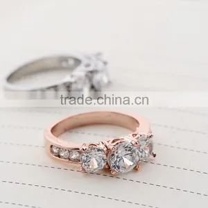 Wholesale Latest Design Rings Rose Real Gold Alloy Zircon Jewellery Ring thumbnail-4