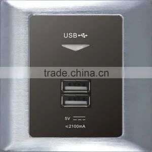 Decorative Electrical Double USB Plugs Wall Socket for 5V 2.1A thumbnail-1